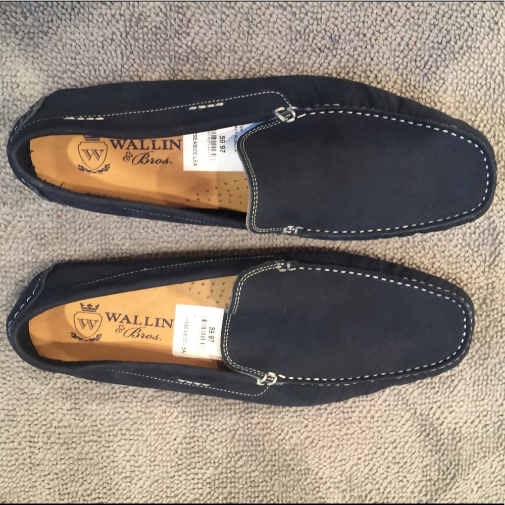 Wallin & Bros Men's 13M Seaside Suede Driving Loafers Navy Nubuck